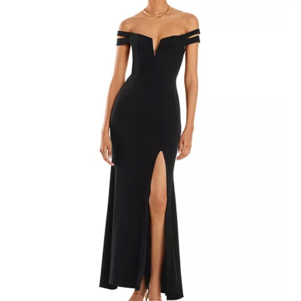 Aqua off shoulder gown